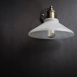 Nordic Conical Glass Wall Sconce Frosted Shade - The Black Steel