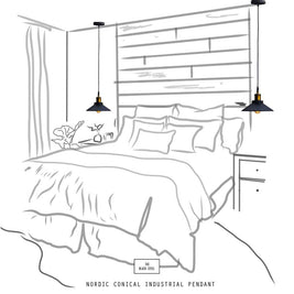 Nordic Conical Midnight Gold Industrial Ceiling Pendant Light - The Black Steel