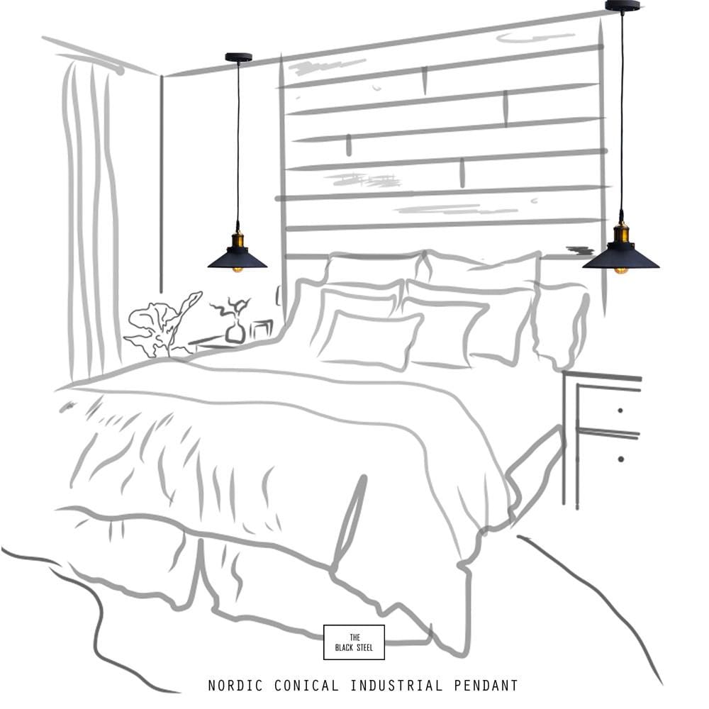 Nordic Conical Midnight Gold Industrial Ceiling Pendant Light - The Black Steel