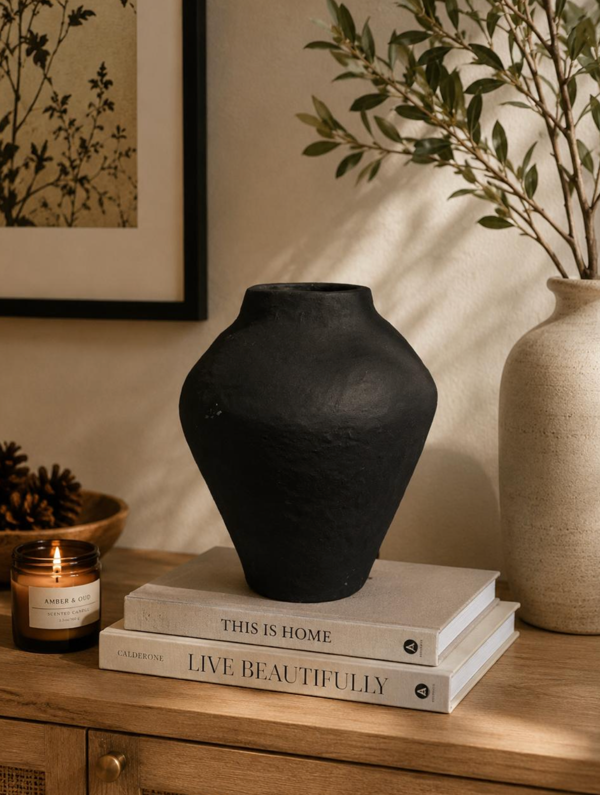 Obsidian Paper Mâché Vase