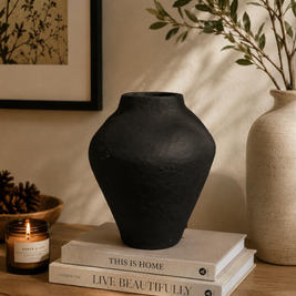 Obsidian Paper Mâché Vase