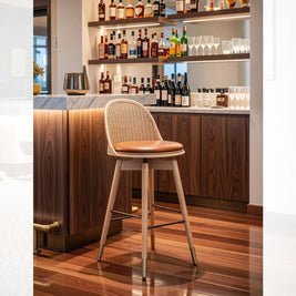 Oka Rattan Swivel Bar Stool