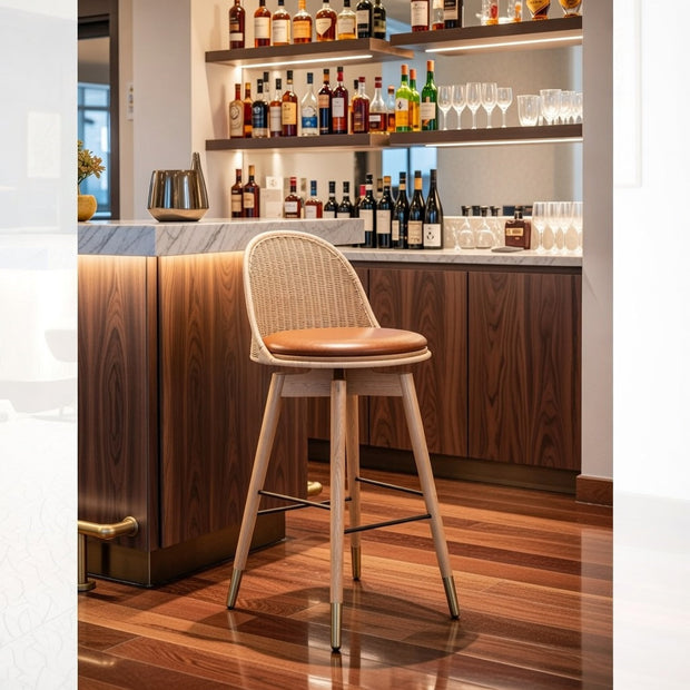 Oka Rattan Swivel Bar Stool