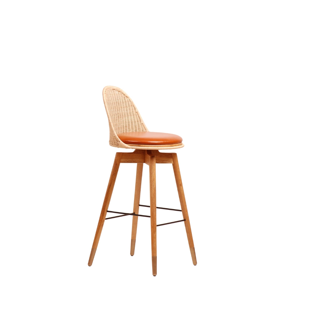 Oka Rattan Swivel Bar Stool