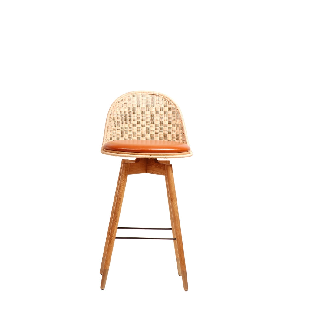 Oka Rattan Swivel Bar Stool