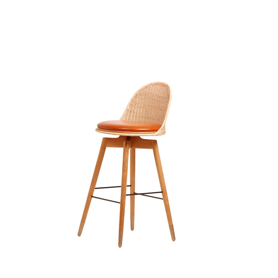 Oka Rattan Swivel Bar Stool