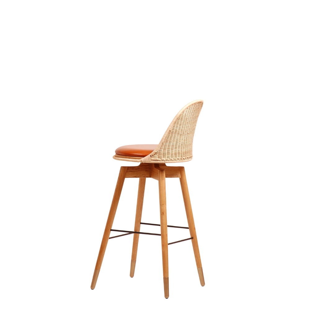 Oka Rattan Swivel Bar Stool