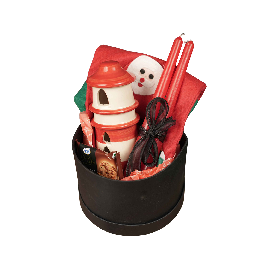 Santa Merry Magic Set – Christmas Gift Hamper with Penguin Mug, Santa Cap, Candles & Tealight House | Premium Festive Gift Box India - https://artecasa.in/