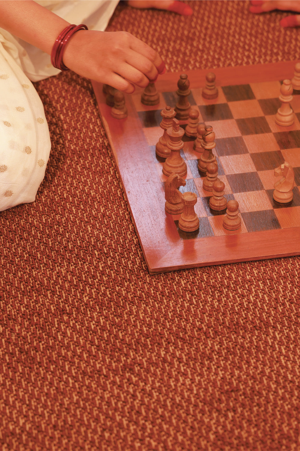 Pallivathil  Maroon & Gold Sisal 6x9 feet Rectangle Rug - I MEAN DESIGN