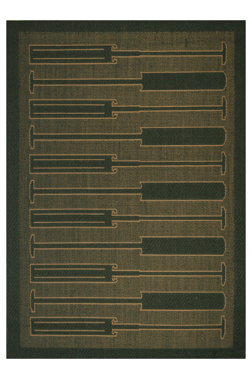 Pankayam Green & Gold Sisal 6x9 feet Rectangle Rug - I MEAN DESIGN