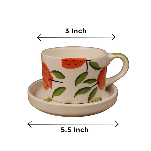 Citrus Delight Cup & Saucer Set – Orange Coffee Cup with Saucer