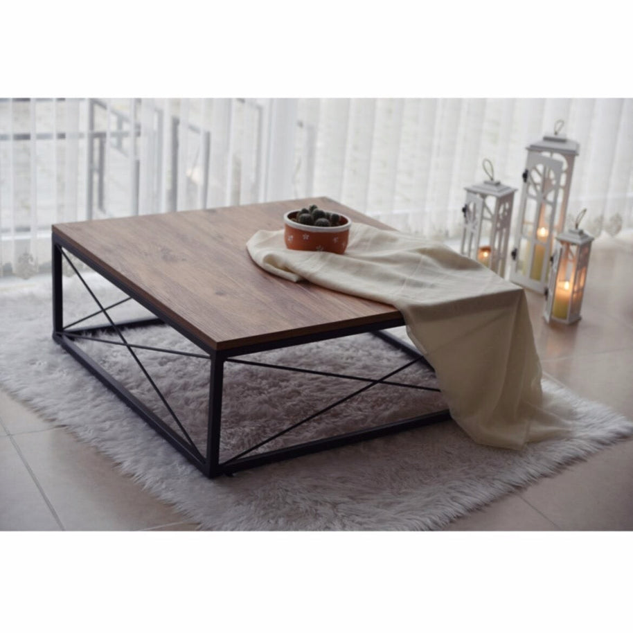 Teakwood Black Metal Center Coffee Table
