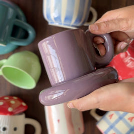 Purple Tubby Cup & Saucer Set - Single