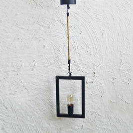 Rectangle Frame Industrial Ceiling Pendant Lighting - The Black Steel