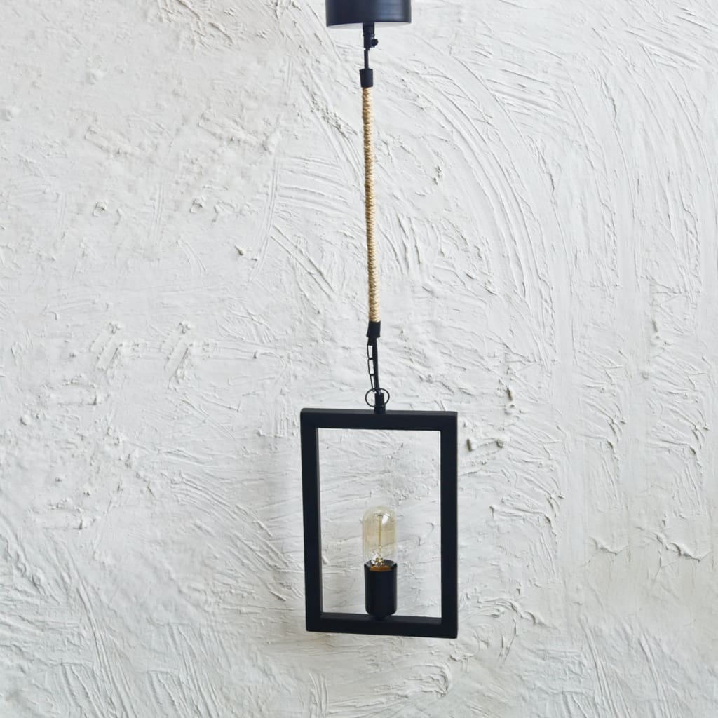 Rectangle Frame Industrial Ceiling Pendant Lighting - The Black Steel