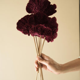 Red Sponge Mushroom dried flower arrangement for vase decor and interior styling.