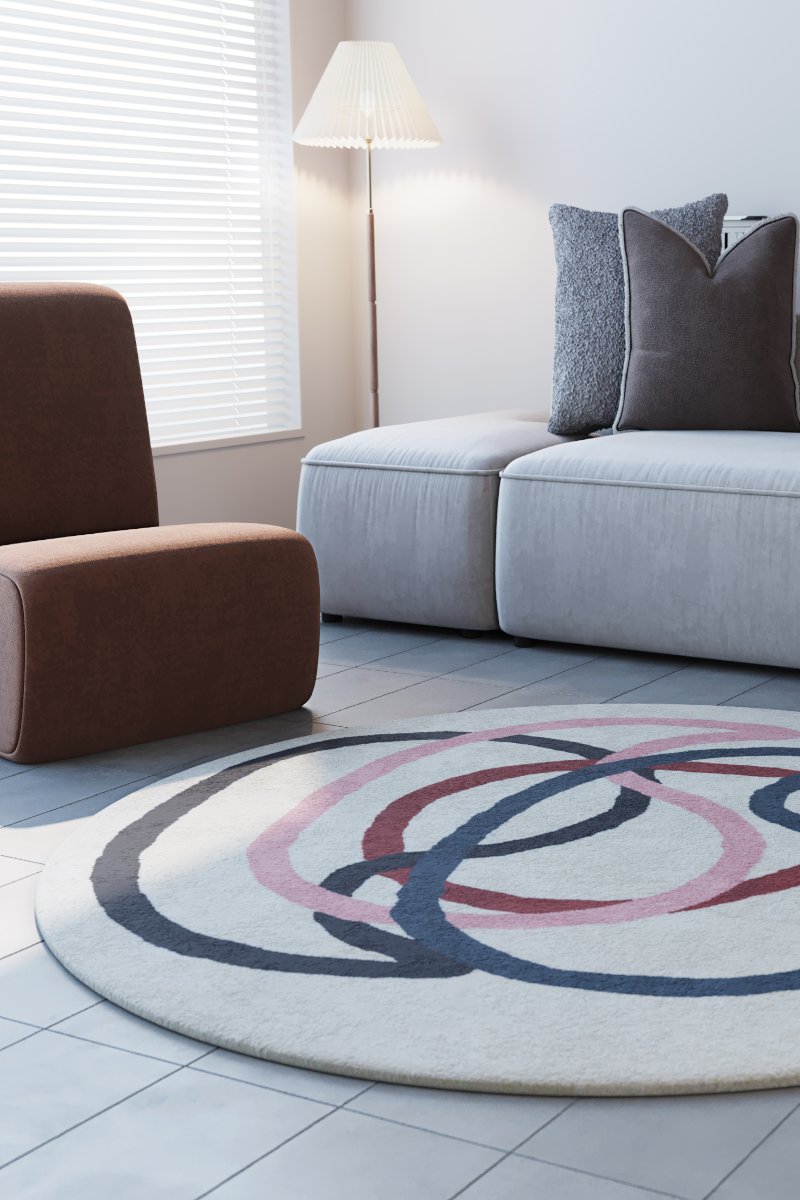 Whorl Multicolour Wool 6x6 feet Round Rug - I MEAN DESIGN