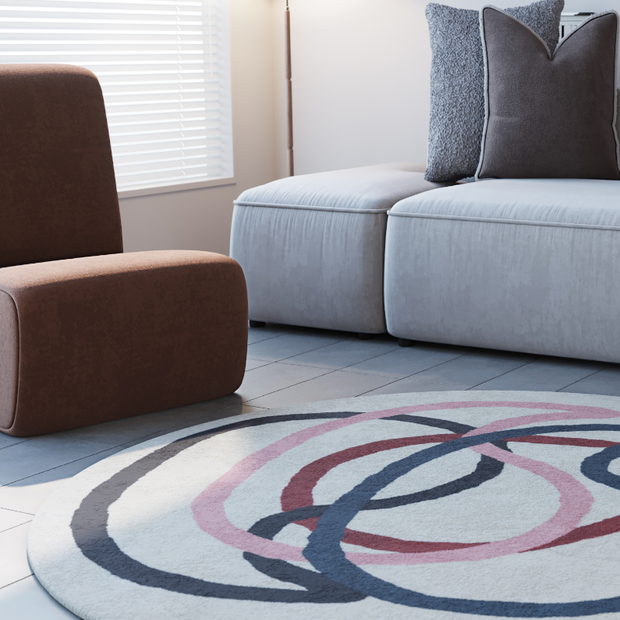 Whorl Multicolour Wool 6x6 feet Round Rug - I MEAN DESIGN