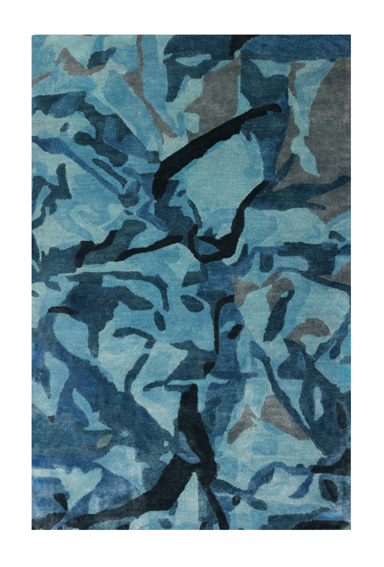 Reef Blue Bamboo Silk 4x6 feet Rectangle Rug - I MEAN DESIGN