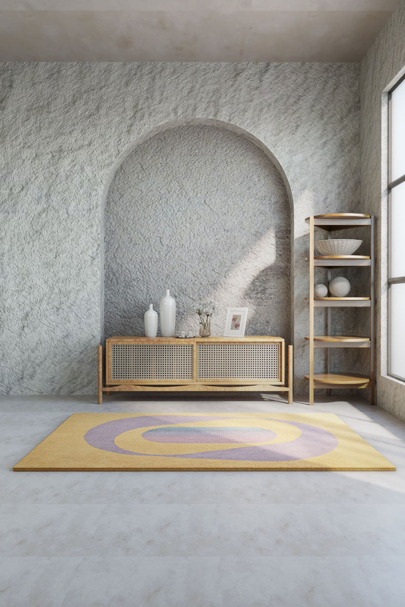 Eclipse Multicolour Wool 4x6 feet Rectangle Rug - I MEAN DESIGN