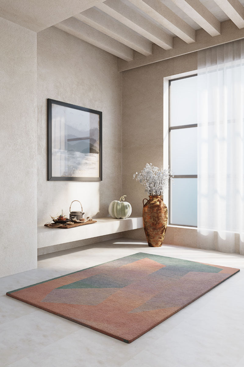 Mirage Multicolour Wool 4x6 feet Rectangle Rug - I MEAN DESIGN