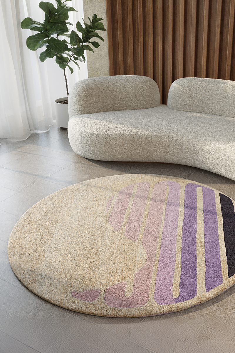 Flow Multicolour Wool Jute 6x6 feet Round Rug - I MEAN DESIGN