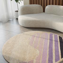 Flow Multicolour Wool Jute 6x6 feet Round Rug - I MEAN DESIGN