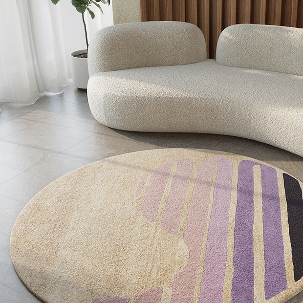 Flow Multicolour Wool Jute 6x6 feet Round Rug - I MEAN DESIGN