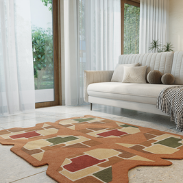 Grid Multicolour Wool 5x6 feet Irregular Rug - I MEAN DESIGN