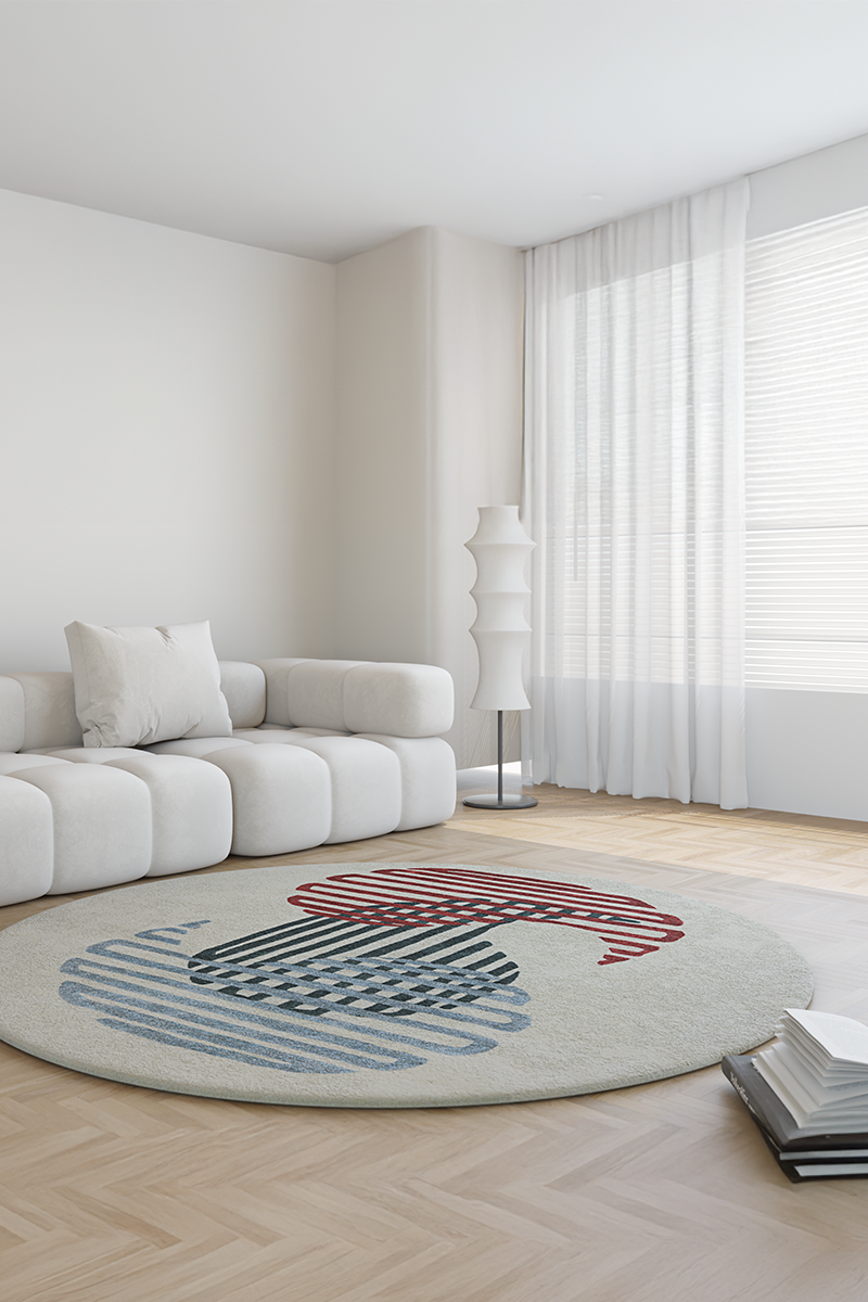 Interwined Multicolour Wool Jute 6x6 feet Round Rug - I MEAN DESIGN