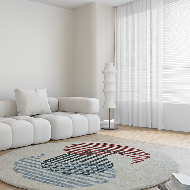 Interwined Multicolour Wool Jute 6x6 feet Round Rug - I MEAN DESIGN