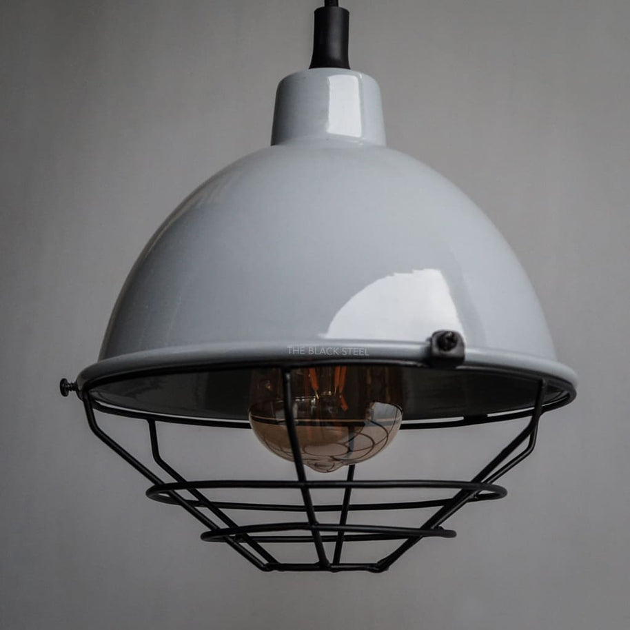 Retro Modern Grey Pendant Industrial Lighting Fixture - The Black Steel