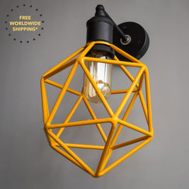 Ridgemont Geometric Yellow Wallchiere - The Black Steel