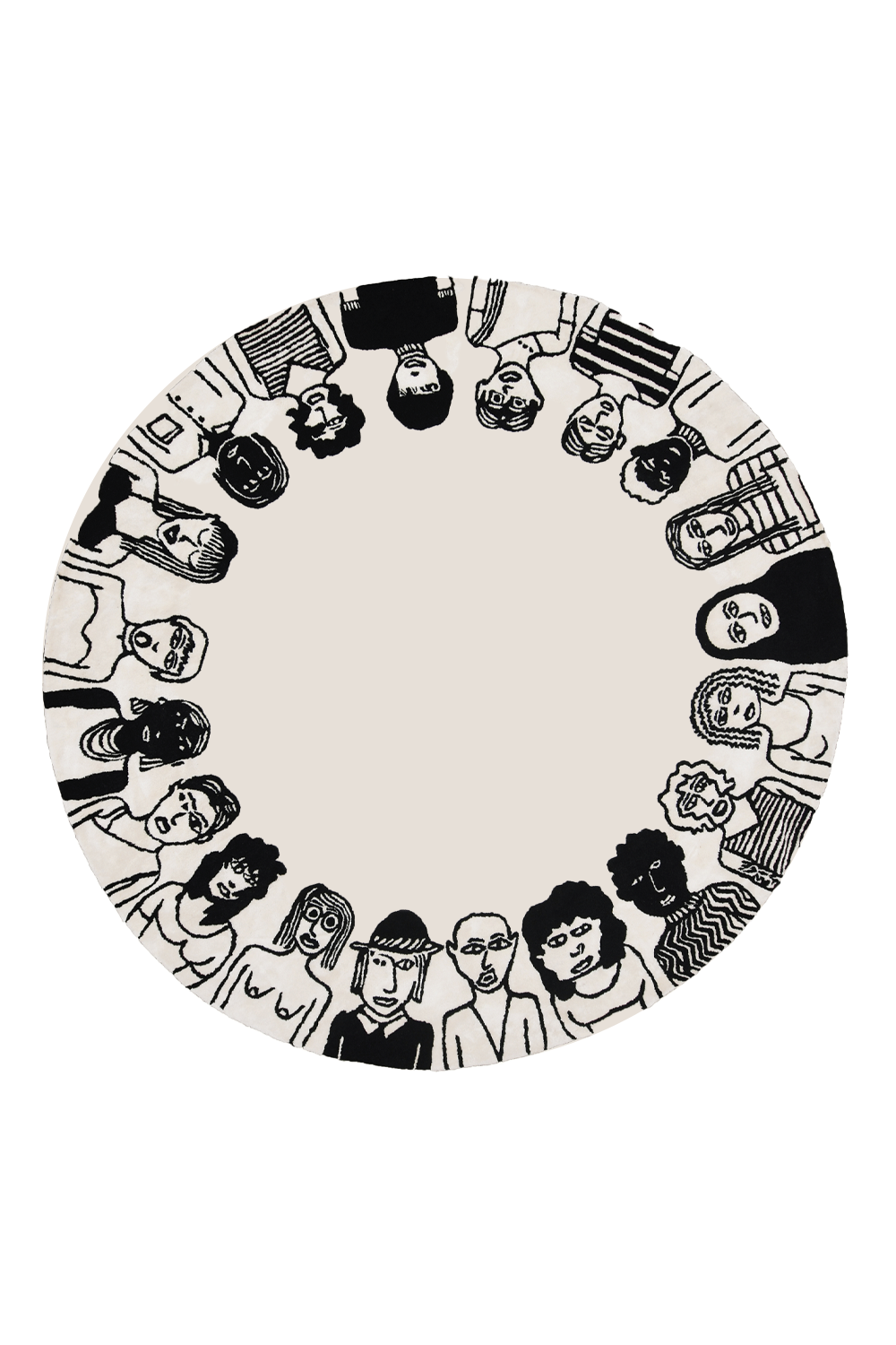 Unity Rug White & Black Wool Bamboo Silk 7x7 feet Round Rug - I MEAN DESIGN