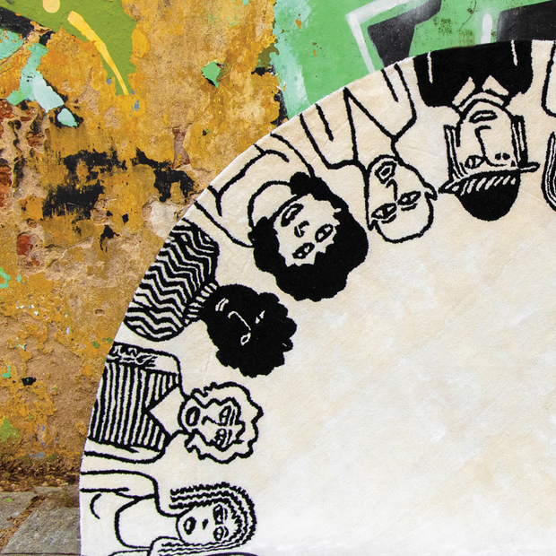 Unity Rug White & Black Wool Bamboo Silk 7x7 feet Round Rug - I MEAN DESIGN