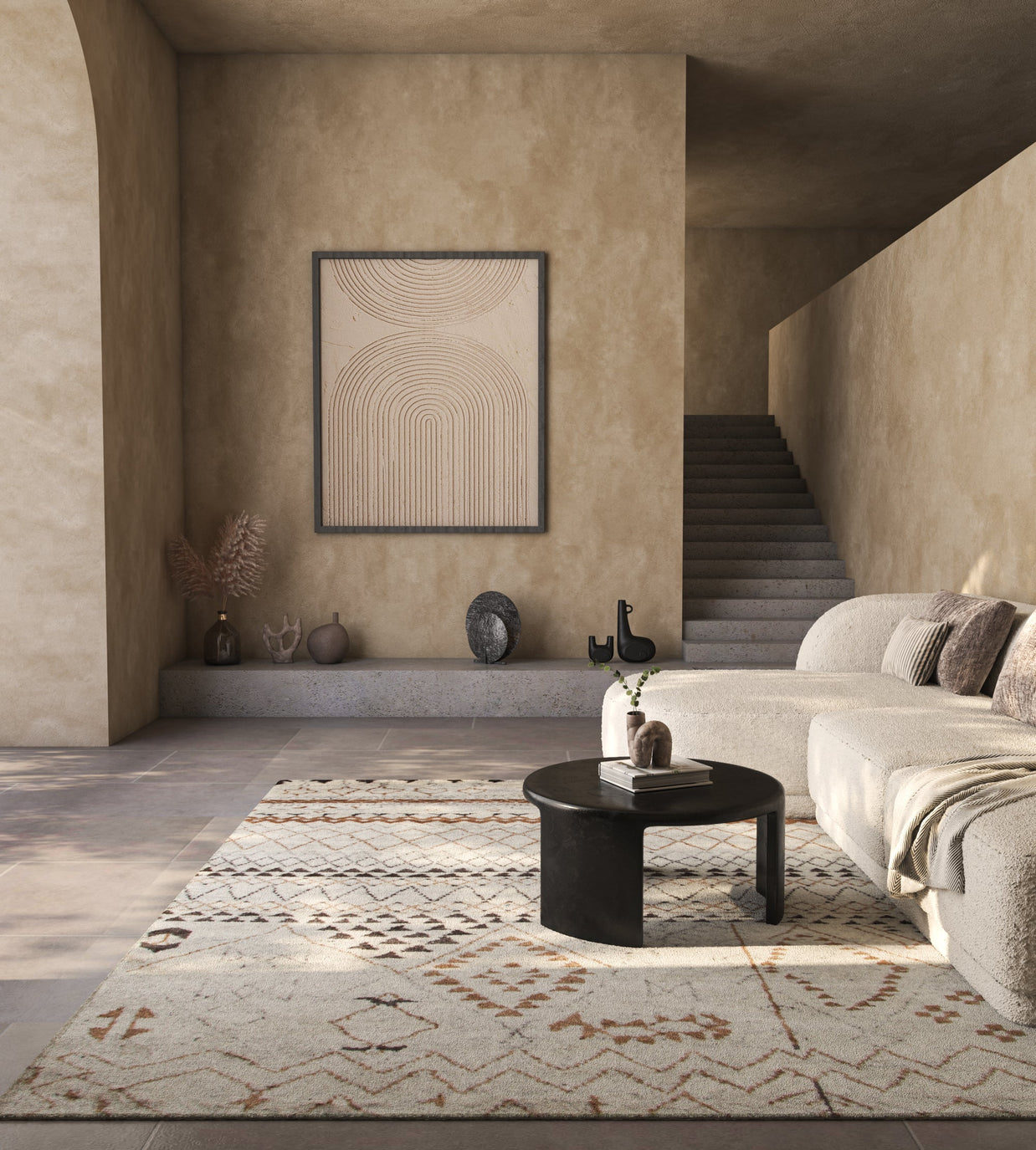 Carpet For Living room 2x3 Feet Ivory Wool Rectangle Moroccan and Tribal Rug