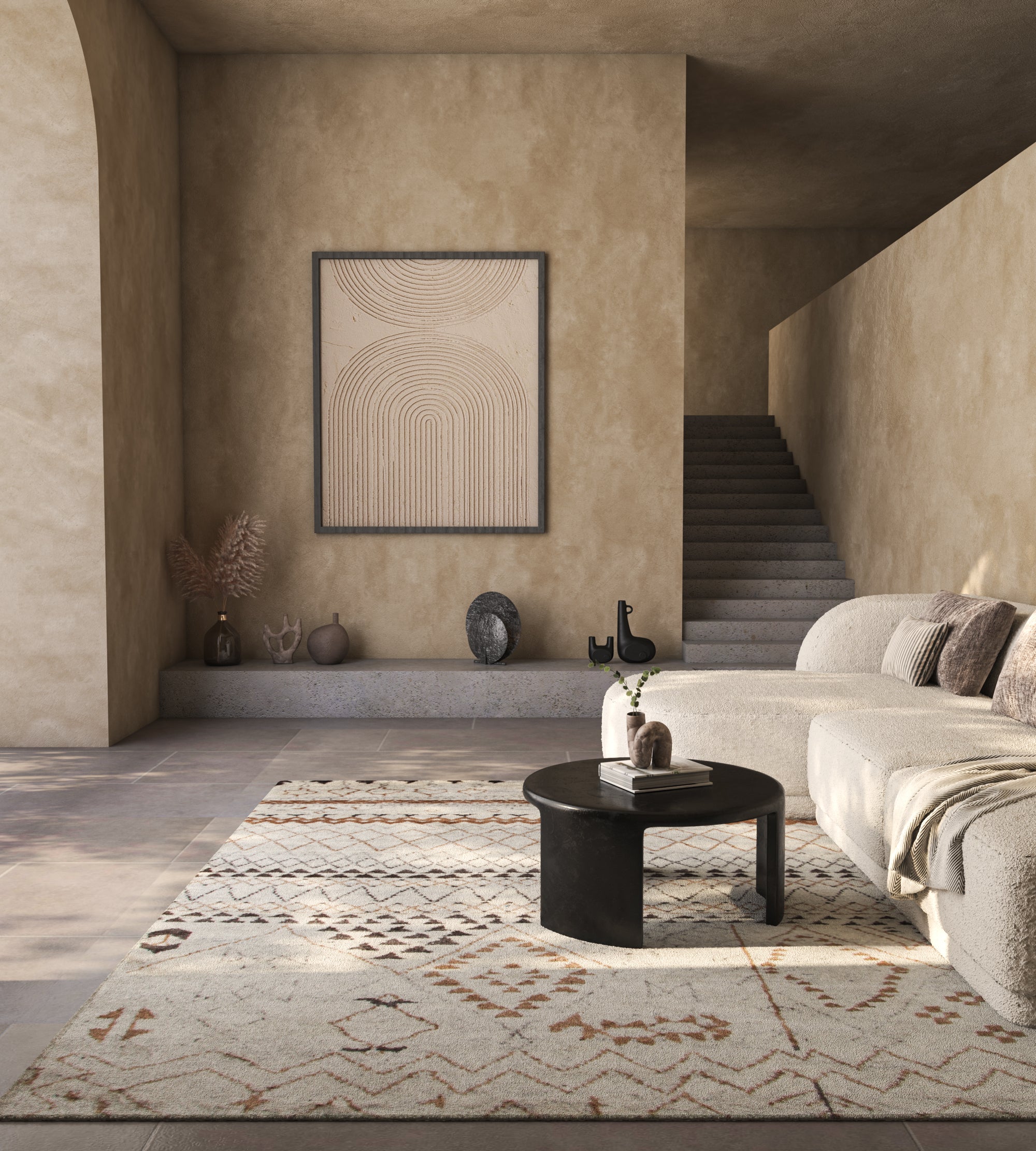 Carpet For Living room 2x3 Feet Ivory Wool Rectangle Moroccan and Tribal Rug