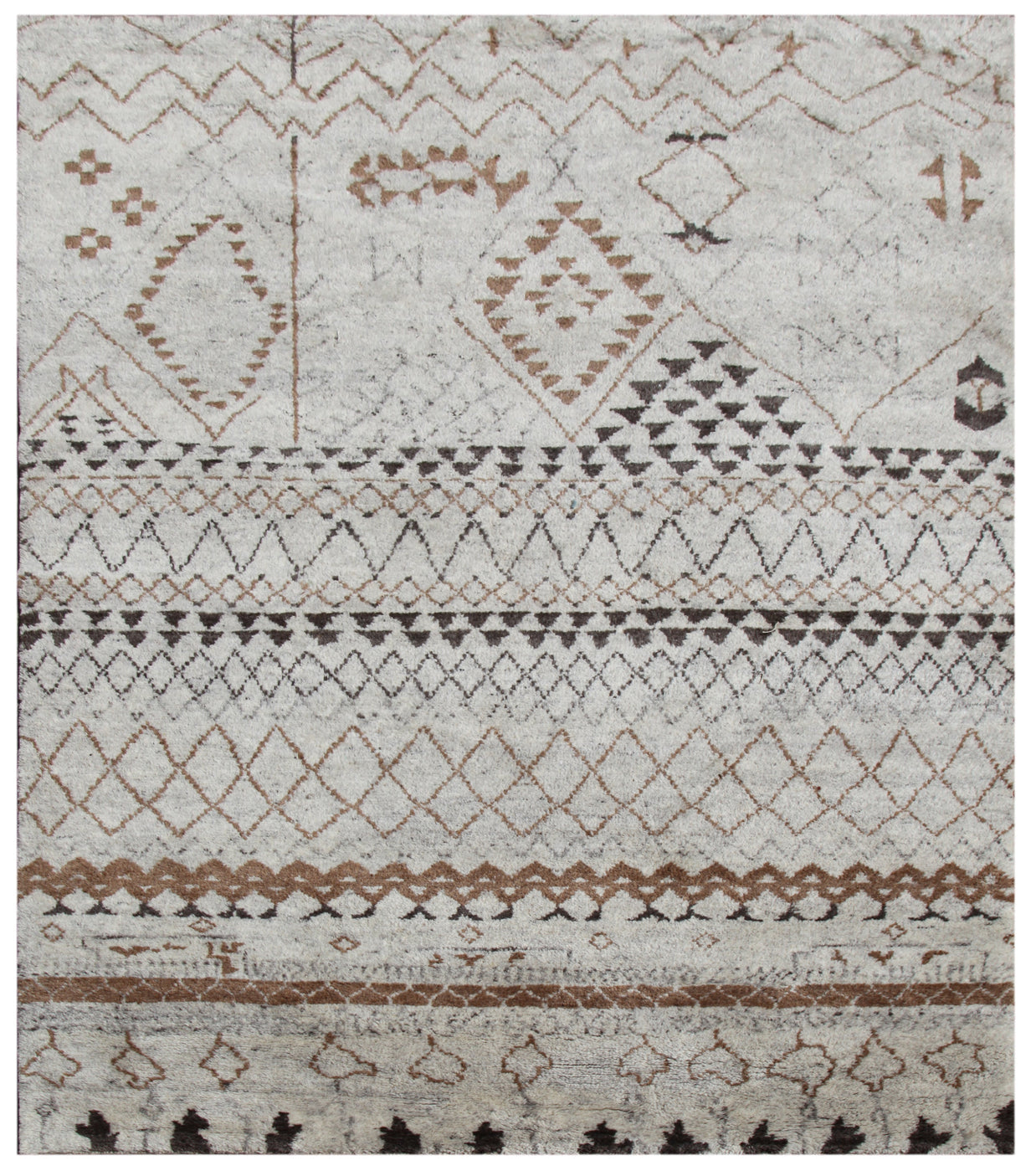 Carpet For Living room 2x3 Feet Ivory Wool Rectangle Moroccan and Tribal Rug