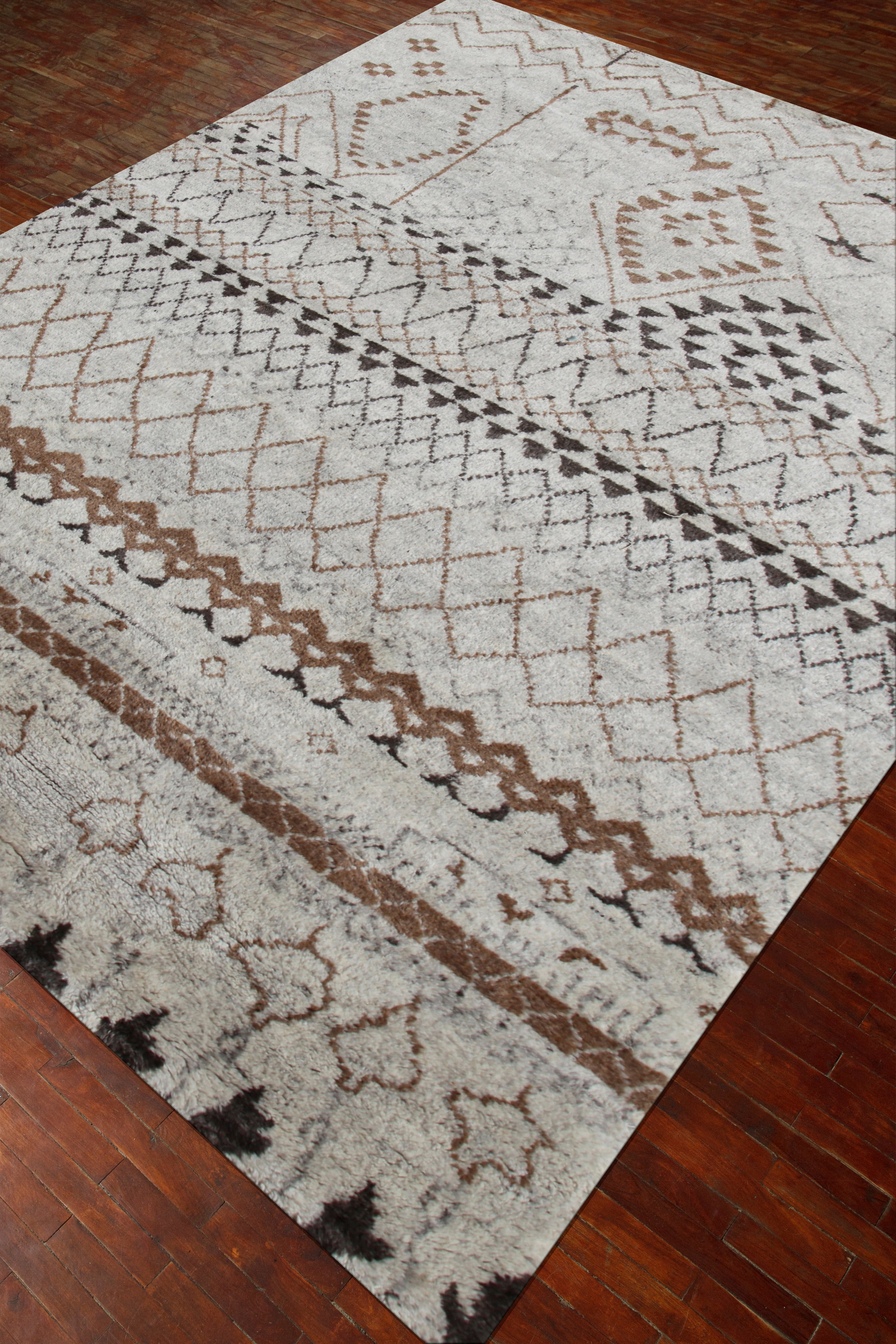 Carpet For Living room 2x3 Feet Ivory Wool Rectangle Moroccan and Tribal Rug