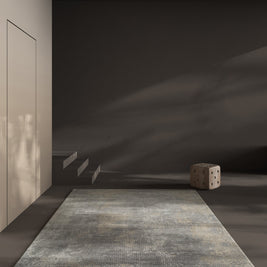 Carpet For Living room 2x3 Feet Grey and Black Wool and Bamboo Silk Rectangle Abstract Rug