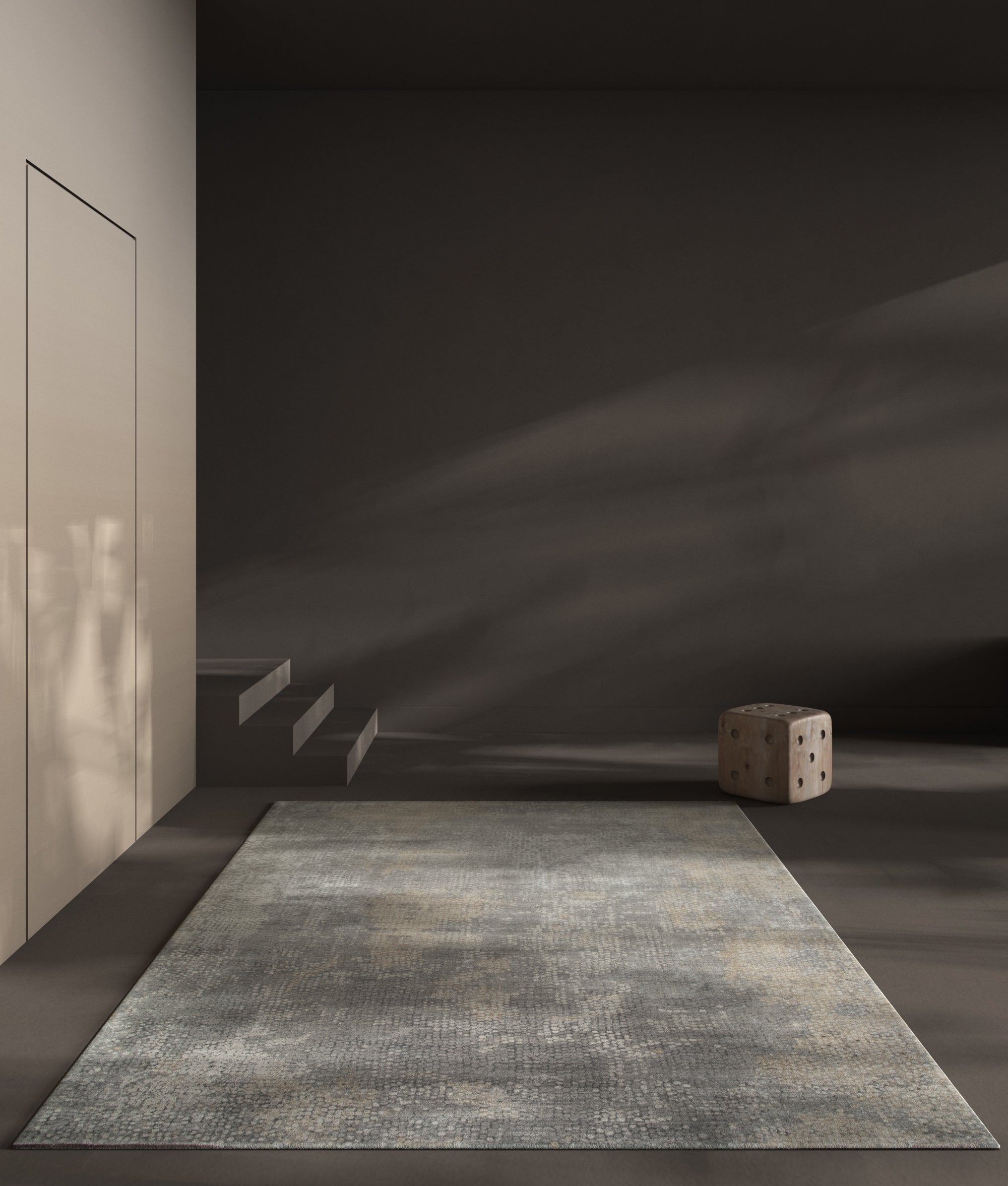 Carpet For Living room 2x3 Feet Grey and Black Wool and Bamboo Silk Rectangle Abstract Rug