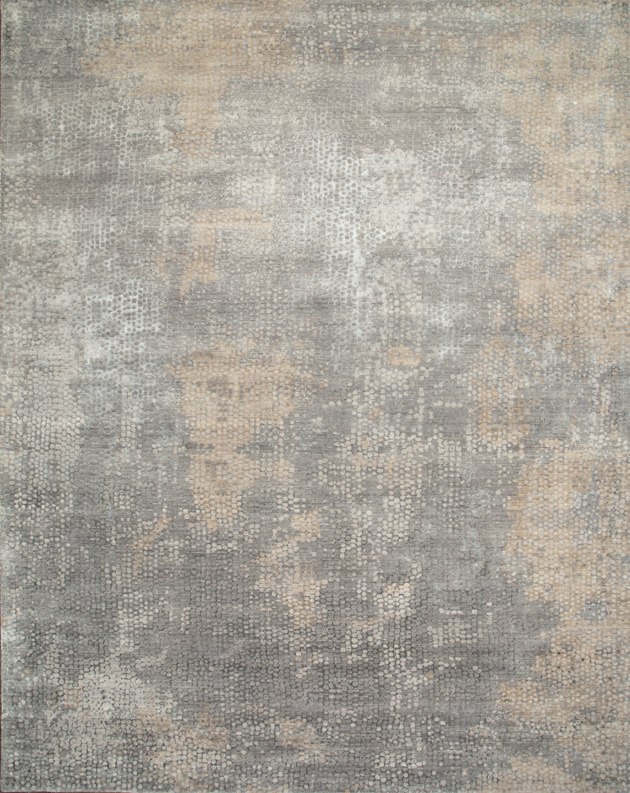 Carpet For Living room 2x3 Feet Grey and Black Wool and Bamboo Silk Rectangle Abstract Rug