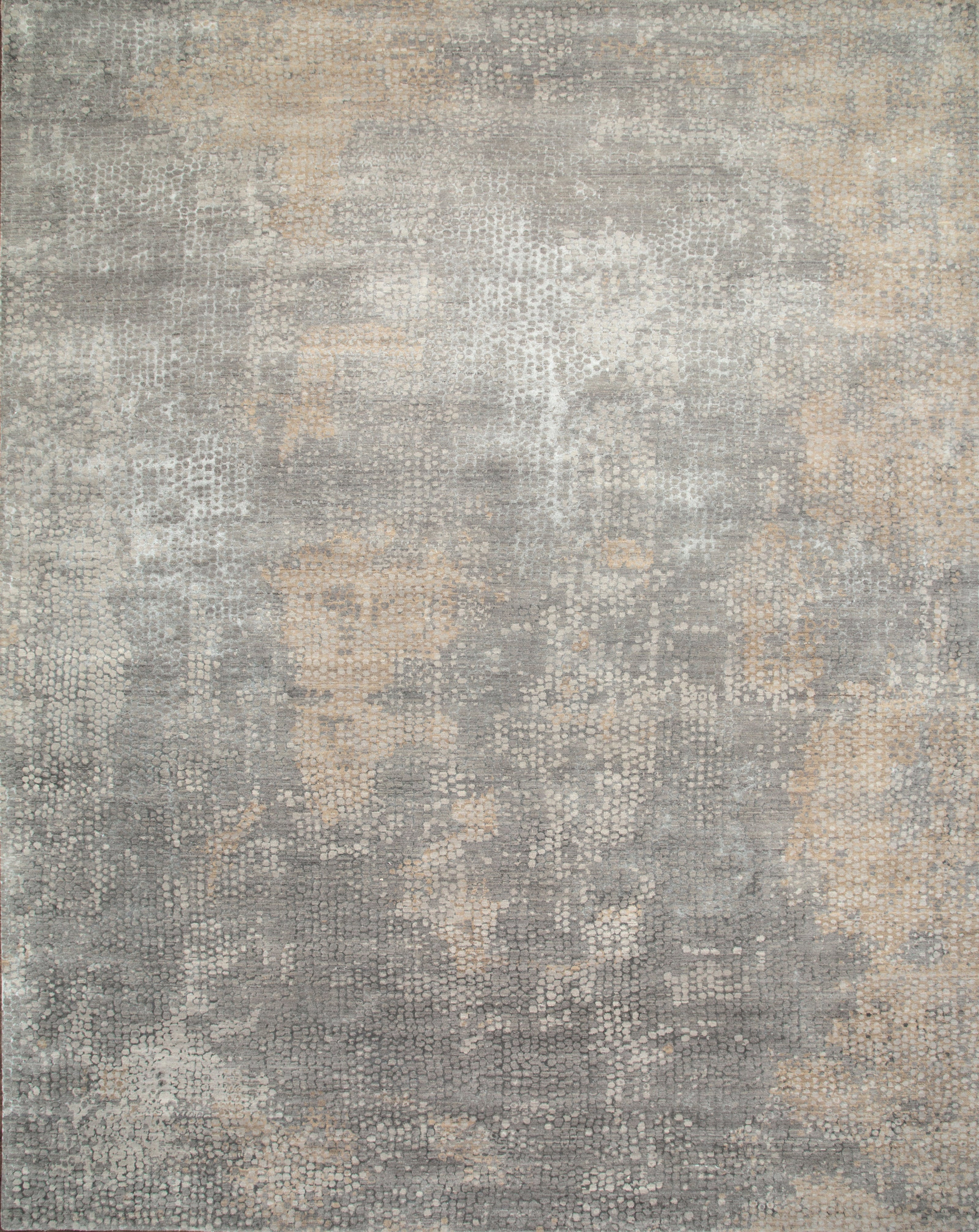 Carpet For Living room 2x3 Feet Grey and Black Wool and Bamboo Silk Rectangle Abstract Rug