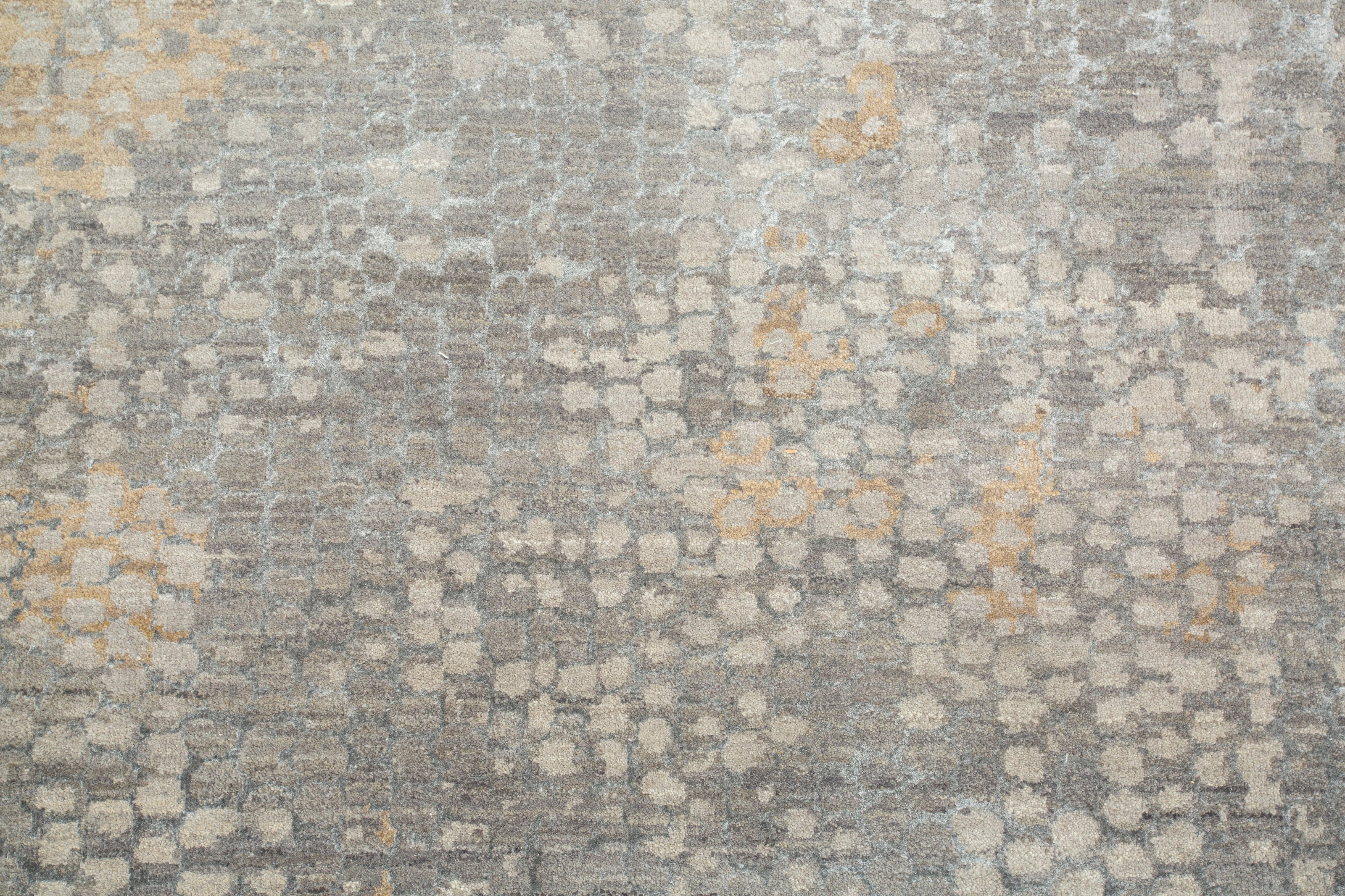 Carpet For Living room 2x3 Feet Grey and Black Wool and Bamboo Silk Rectangle Abstract Rug