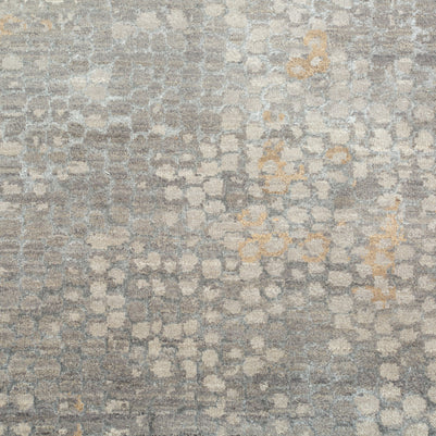 Carpet For Living room 2x3 Feet Grey and Black Wool and Bamboo Silk Rectangle Abstract Rug