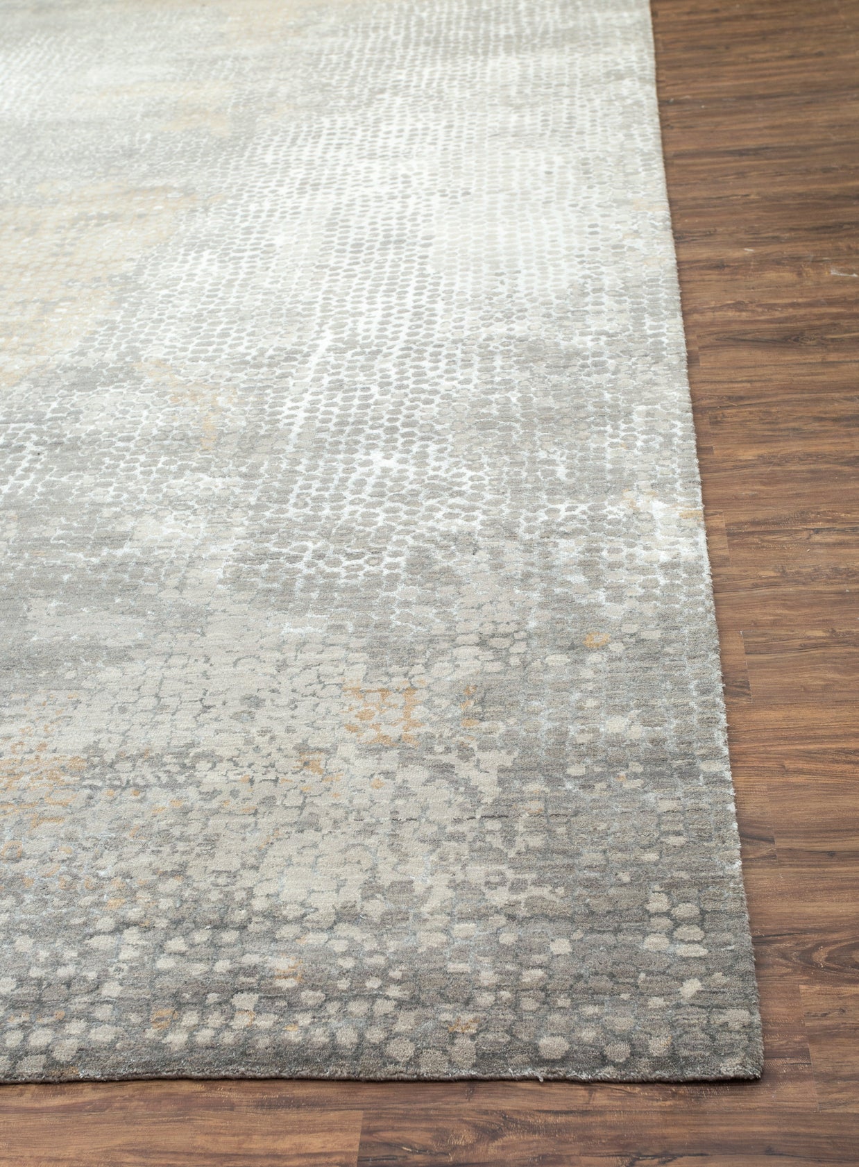 Carpet For Living room 2x3 Feet Grey and Black Wool and Bamboo Silk Rectangle Abstract Rug