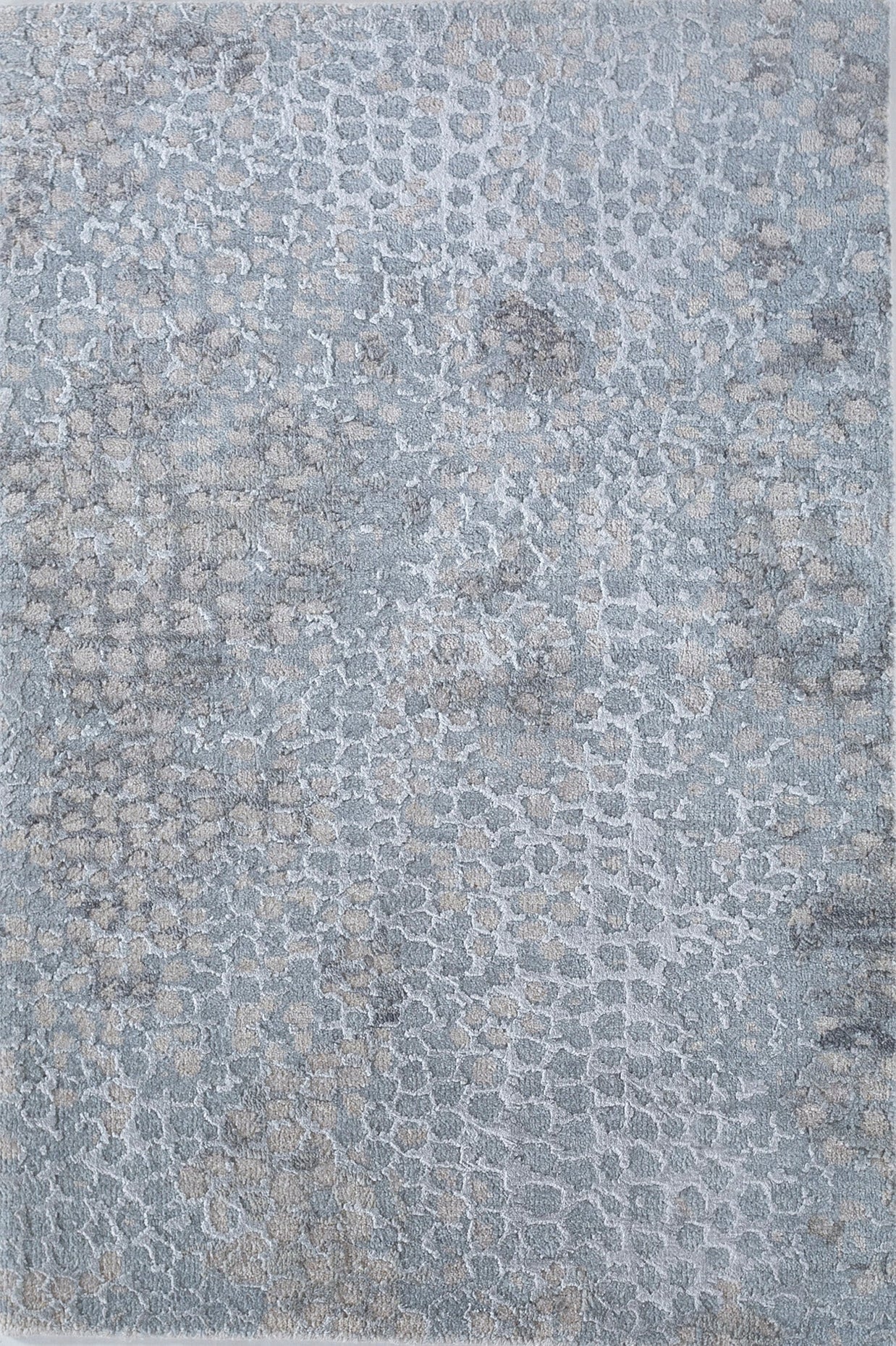 Carpet For Living room 2x3 Feet Grey and Black Wool and Bamboo Silk Rectangle Abstract Rug