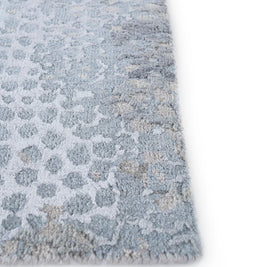 Carpet For Living room 2x3 Feet Grey and Black Wool and Bamboo Silk Rectangle Abstract Rug