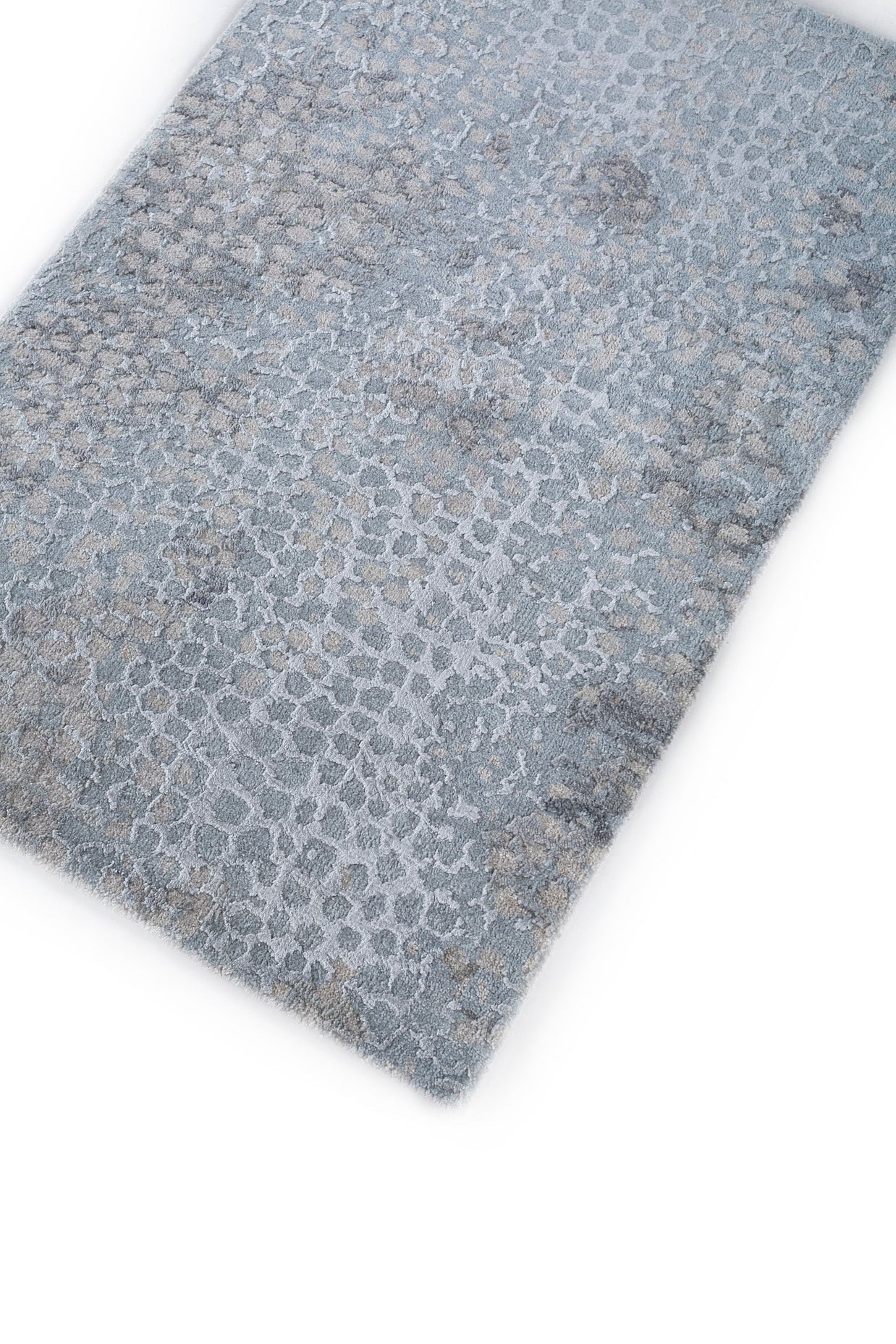 Carpet For Living room 2x3 Feet Grey and Black Wool and Bamboo Silk Rectangle Abstract Rug