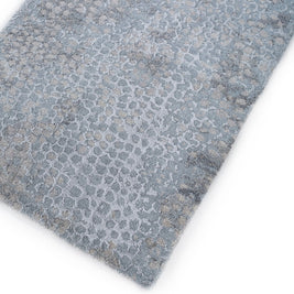 Carpet For Living room 2x3 Feet Grey and Black Wool and Bamboo Silk Rectangle Abstract Rug